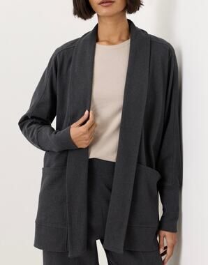 Pact Organic Cotton Charcoal Heather Open Front Wrap Cardigan XS/S